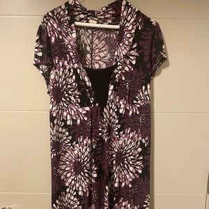 Flowy Purple dress with white flowers size 2X